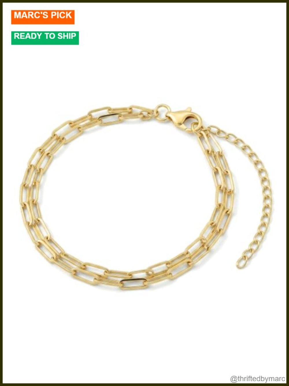 14K Gold Layered Chain Bracelet for Women Dainty Adjustable